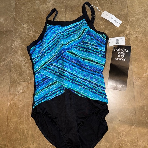 Black and Blue Patterned MiracleSuit Bathing Suit - Picture 1 of 4